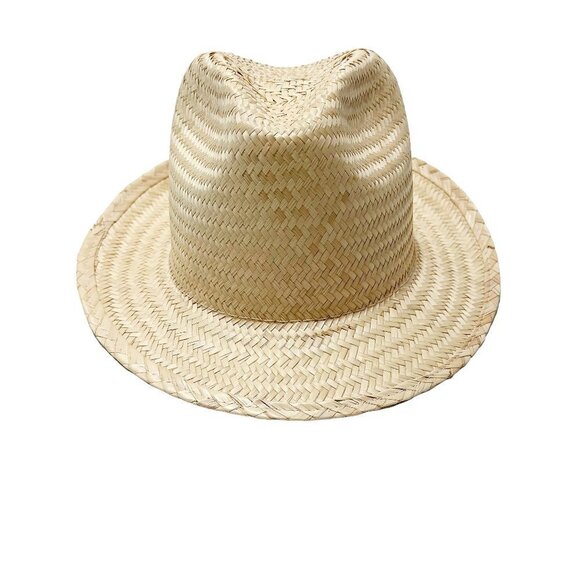 NATURAL Woven Palm Straw Fedora Hat - Picture 3 of 6